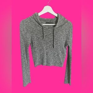 Grey cropped sweater hoodie